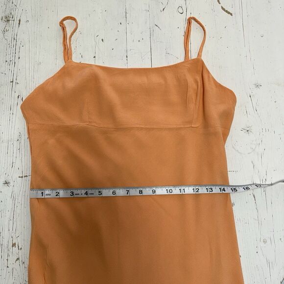 Aritzia Sunday Best Quaint Midi Dress M Sunny Apricot Linen Coquette Sheath - Picture 7 of 10